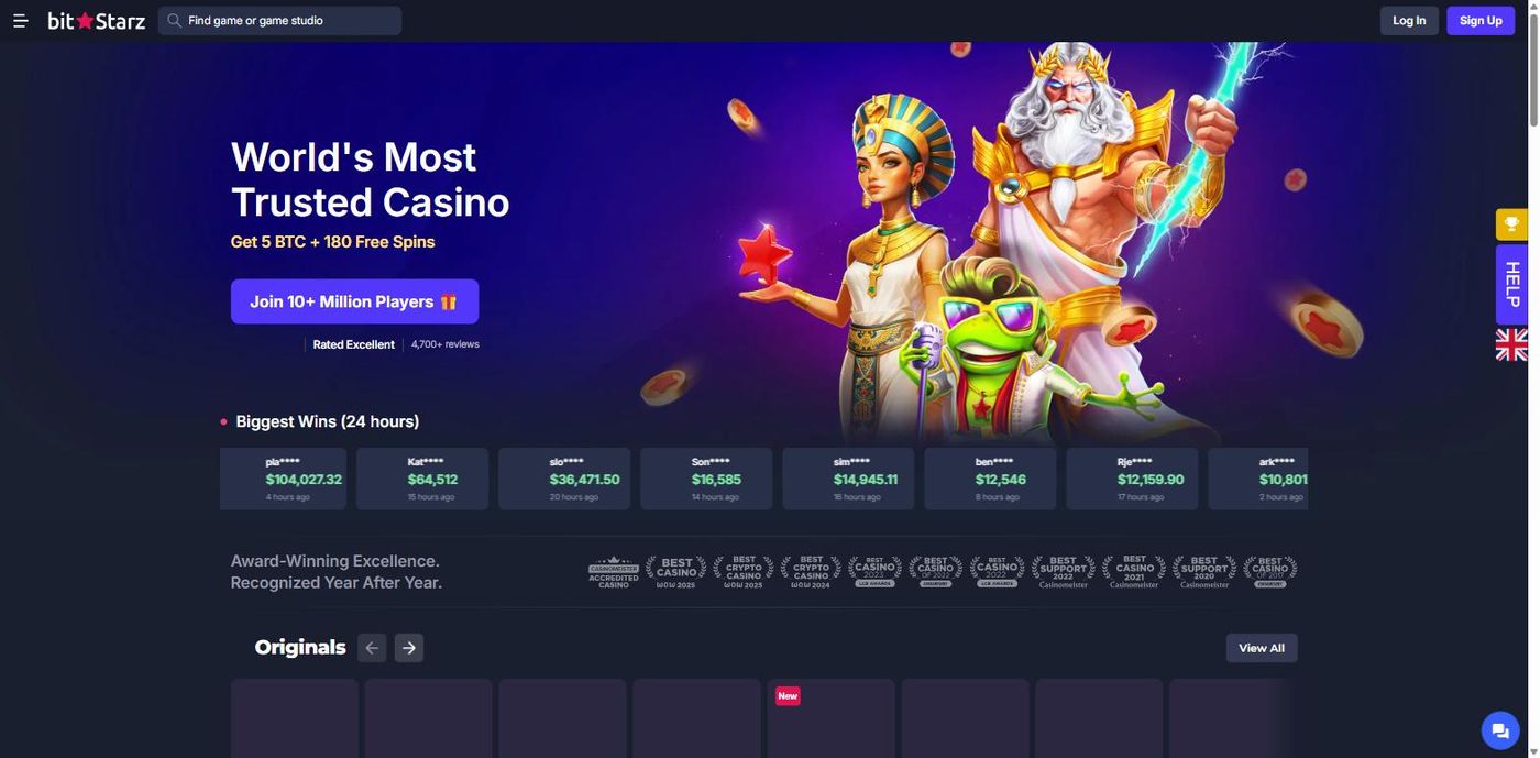 Bitstarz homepage, screenshotted 2026-09-09