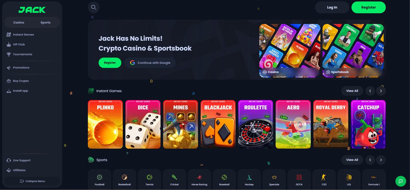 Jack.com homepage, screenshotted 2026-09-09