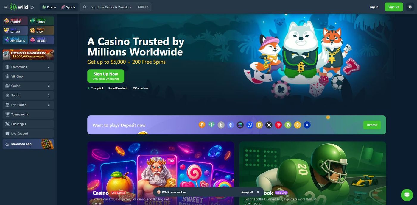 Wild.io homepage, screenshotted 2026-09-09
